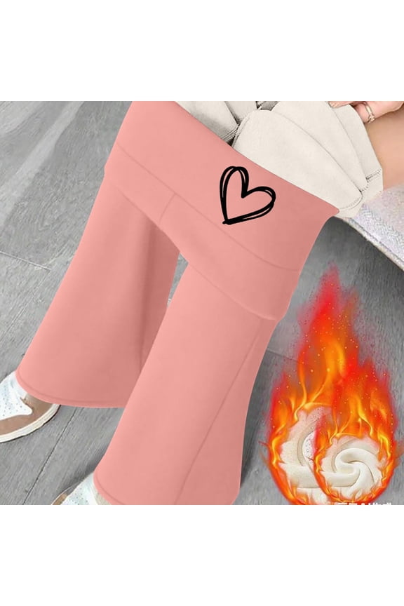 Thermal Leggings with Pockets Women Fleece Lined Pants High Waisted Tights for Hiking Yoga in Winter Pink S