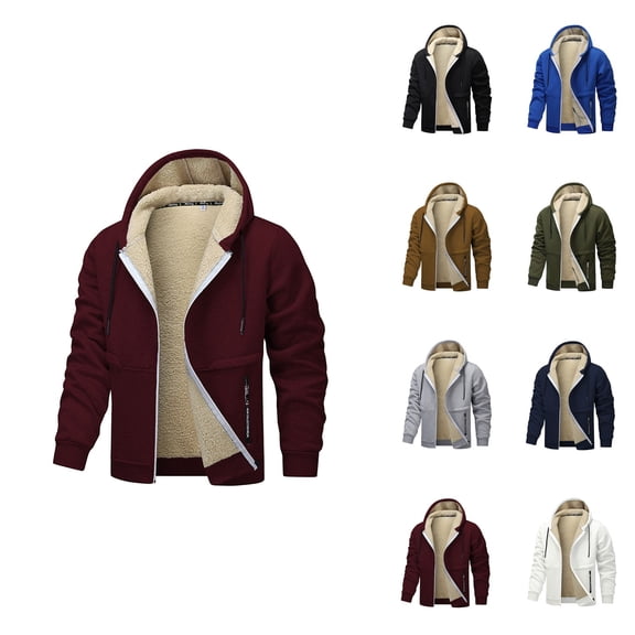 Thermal Lined Hooded Zip Up Jacket for Men – Heavyweight Winter Fleece Outwear, Windproof & Soft Comfortable Activewear, Big and Tall Sizes