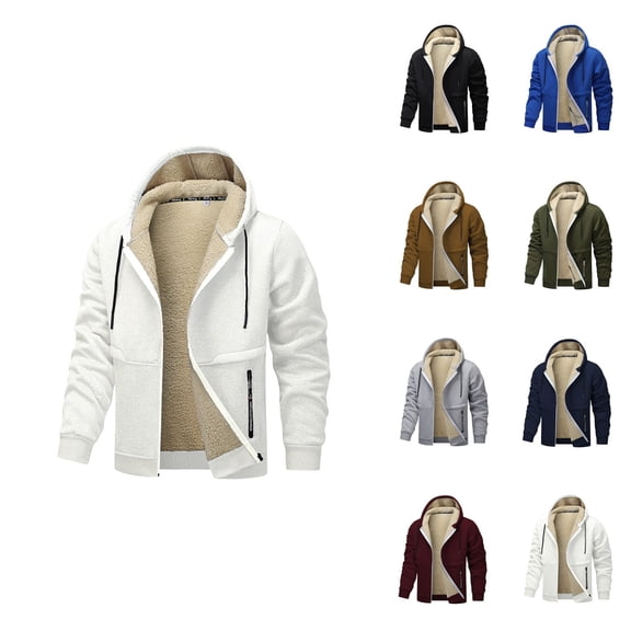 Thermal Lined Hooded Zip Up Jacket for Men – Heavyweight Winter Fleece Outwear, Windproof & Soft Comfortable Activewear, Big and Tall Sizes