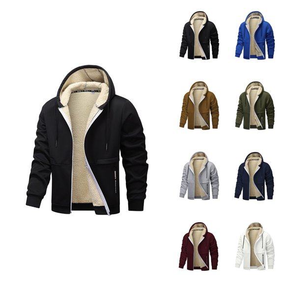Thermal Lined Hooded Zip Up Jacket for Men – Heavyweight Winter Fleece Outwear, Windproof & Soft Comfortable Activewear, Big and Tall Sizes