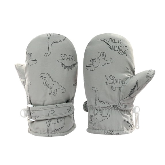 Thermal Lined Kids Ski Gloves - Fun Dinosaur Design for Ages 2-4, One ...