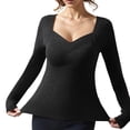 thumbnail image 1 of Thermal Long Length Sleeve Women's Base Tops Square Neck Lined Base Layer Warm Undershirts Cold Weather(Color:Black,Size:L), 1 of 4