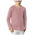thumbnail image 1 of Thermal Long Sleeve Boys Olive Green Shirt Boys Boys' Shirt Waffle Knit Or Henley Long Sleeve Thermal T-Shirt For Boys 18-24 Months Pink, 1 of 4