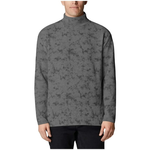 Thermal Long Sleeve Undershirt for Men Tie Dye Fleece Lined Cold Weather Base Layer Turtle Neck Shirt Streetwear