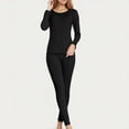 thumbnail image 1 of Thermal Long Sleeve Women Y2K Tops Women's Thermal Underwear Set Winter Plus Fleece Thick Warm Long Johns Fleece Bottom Pajamas Set,Black,S, 1 of 5