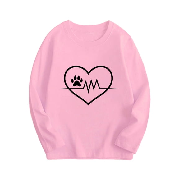 Thermal Lounge Tops for Kids Girl Boy Fall Winter Long Sleeve Boat Neck Heart Rhythm Ink Painting Love Graphic Tops Shirt Blouses Child 2026 Clothing 5 Years