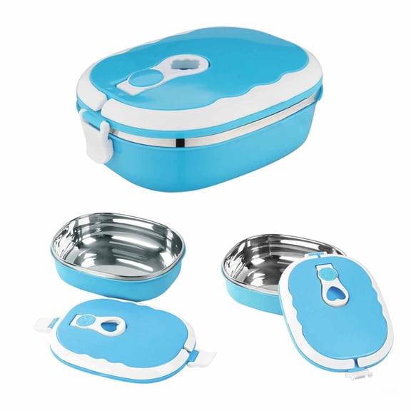 Thermal Lunch Boxs Bento Containers Stackable Portable Insulated Food Storage for Office Work Stainless Steel Blue (5In X 3In)