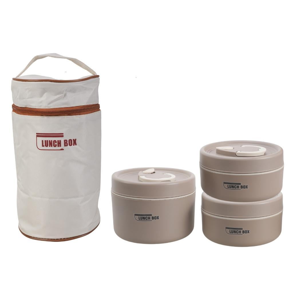 Thermal Lunch Container Set for Adults Stackable Food Box with Insulation BagAdu1tLunch Box Set with Thermal Insulation Stainless Steel and Leak proof Case