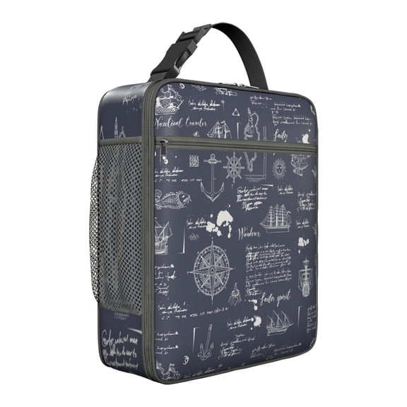 Thermal Meal Bag with Leakproof Waterproof Features Portable Insulated Lunch Box Tote Featuring Ocean Lighthouse Anchors Map Beach & Tropical Summer Compass Art for Office Workers Students & Travelers