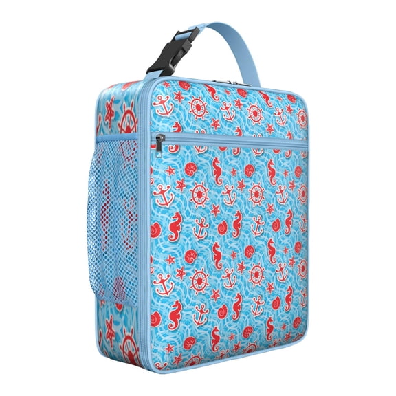 Thermal Meal Bag with Leakproof Waterproof Features Portable Insulated Lunch Box Tote Featuring Ocean Lighthouse Anchors Map Beach & Tropical Summer Compass Art for Office Workers Students & Travelers