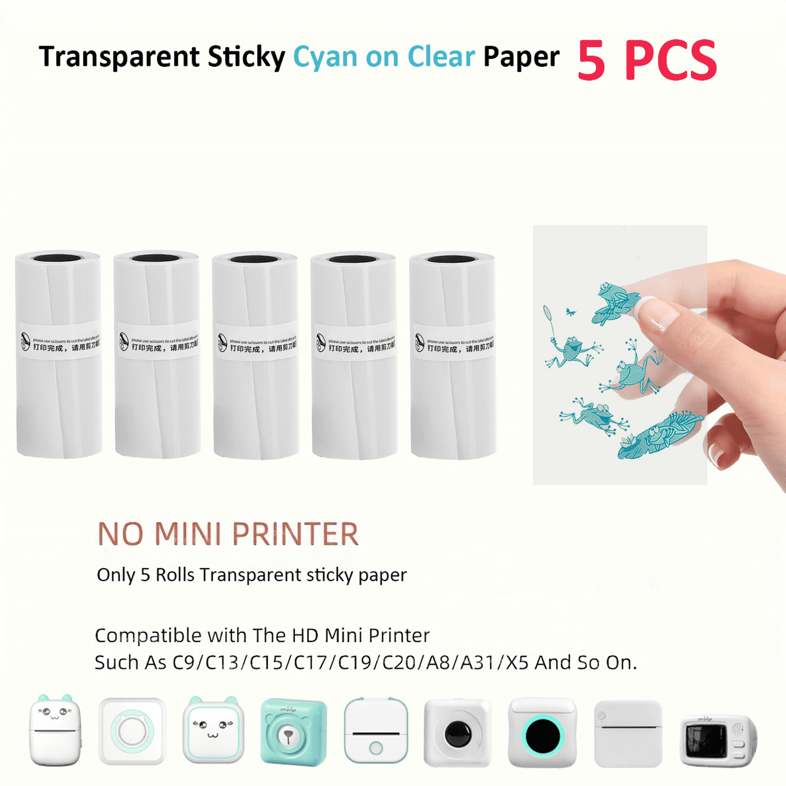 Thermal Mini Printer, Portable Inkless Sticker Maker,Bluetooth Free Cut ...