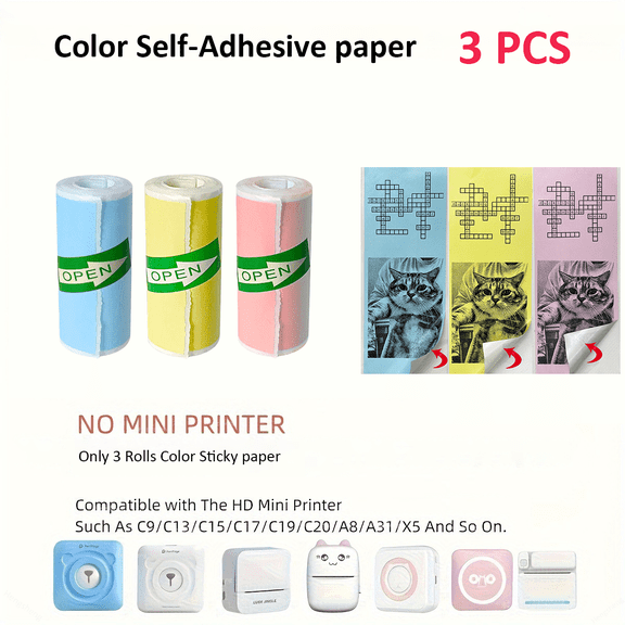 Thermal Mini Printer, Portable Inkless Sticker Maker,Bluetooth Free Cut Small Pocket Printer for Children DIY 57mm Photo Print