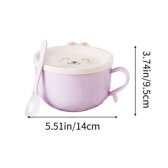 Thermal Noodle Bowl Stainless Steel Insulated Noodle Bowl Food Grade Soup Container Thermal Bowl with Lid 14x12cm Heatproof Ramen Bowl Insulated Soup Bowl