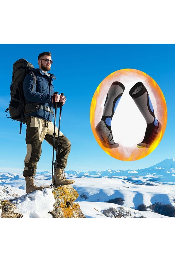 Thermal Outdoor Sports Socks, Cushioned Ski and Snowboard Socks, Moisture Wicking for Men and Women, Mid-Calf. Blue 1 pair