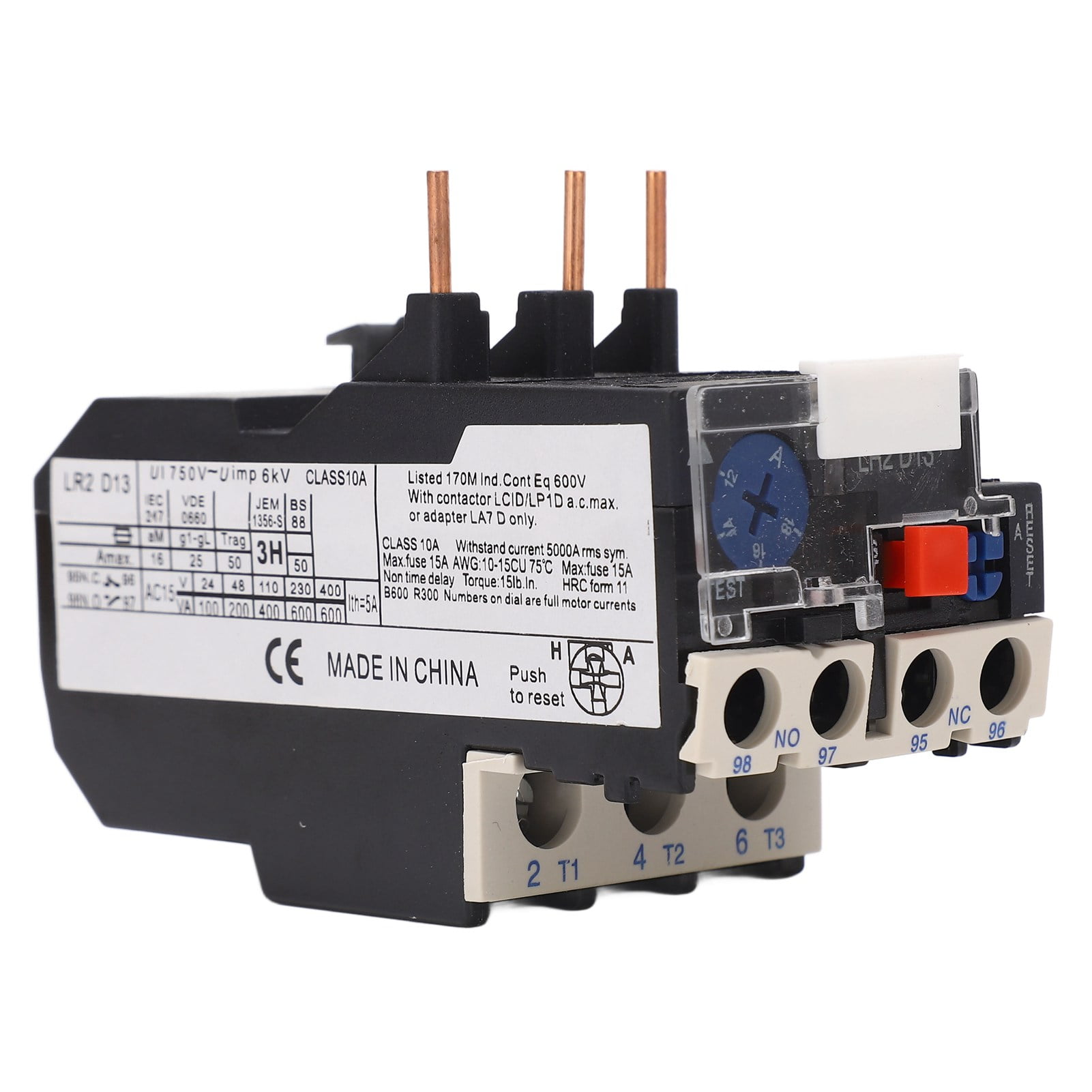 Thermal Overload Relay 1 NO 1 NC Phase Failure Protection Electric Heat Relay Protector 750V 12