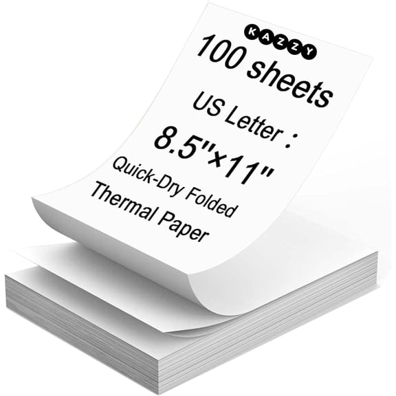 Thermal Paper 8.5 x 11 Sheets 100 Pack | BPA Free Phenol Free Thermal Printer Paper | US Letter Thermal Printing Paper for Portable Printer | Inkless Printer Paper