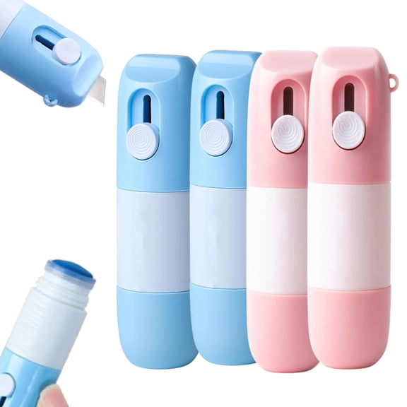 Thermal Paper Eraser Pen and Box Cutter, 2 in 1 Privacy Wipe Box Cutter, Shipping Label Eraser Thermal Paper Ink Remover, Multi-Function Correction Pen for Labels Packages Documents