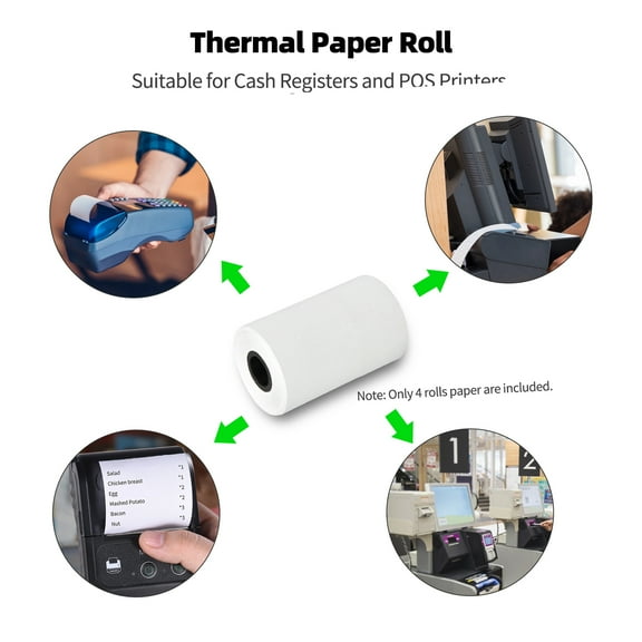 Thermal Paper,Roll Bill Ticket 57x40mm/2.24x1.57in White Thermal Paper Roll Bill Receipt Paper 57x40mm/2.24x1.57in Thermal Paper Printer Clear 58mm Pos Bill Ticket Clear 58mm Pos Thermal