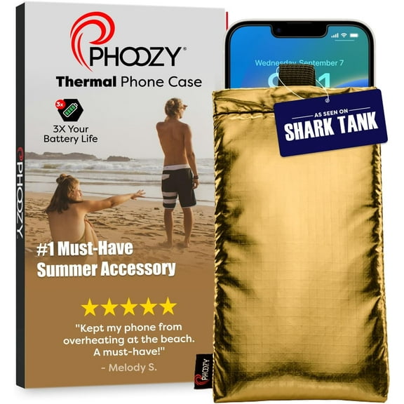 Thermal Phone Case - Apollo Series : Cell Phone Pouch Prevents Overheating from Sun Exposure, Extends Battery Life, Provides Drop Protection and Floats in Water (Large-Gold)
