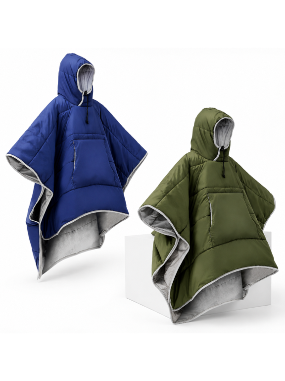 Thermal Poncho Wearable Hooded Blanket Winter Sleeping Bag Water Resistant Windproof For Men Women