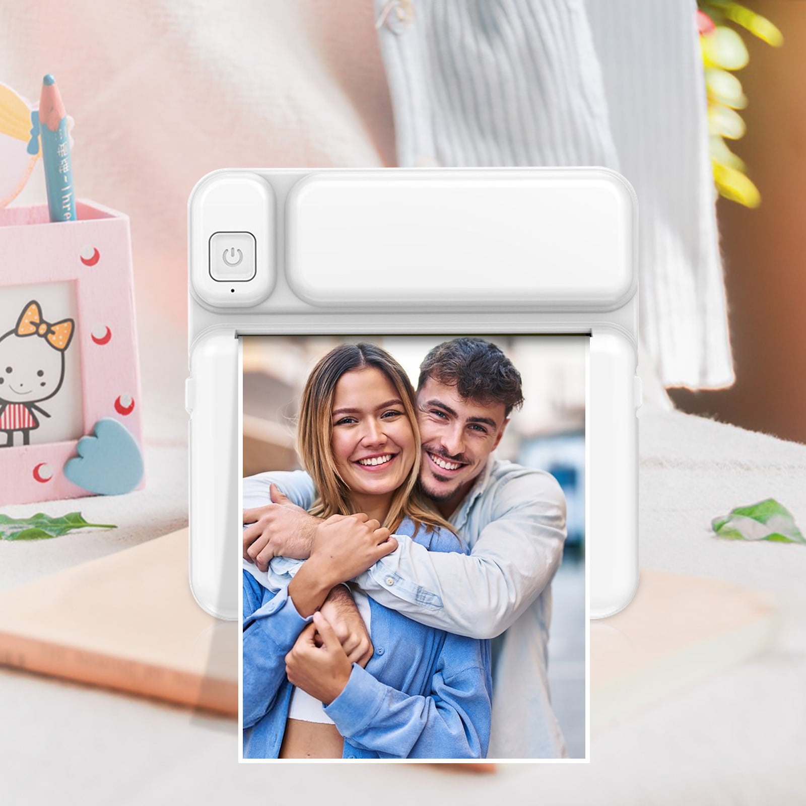 Thermal Portable Bluetooth Printer 57 mm, Mini Wireless POS Inkless Photo And Label Printer, 200 dpi, 1200 mAh Battery, Bluetooth iOS Android, Includes Colored Paper Rolls, Tape And Carry Bag