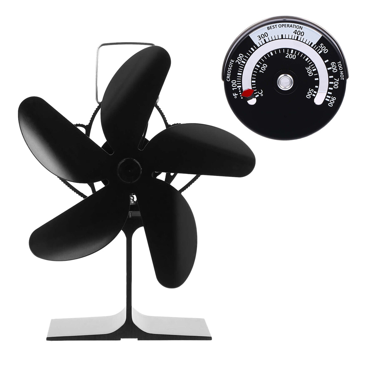 Thermal Power Fan Fireplace Fan 5 Blades Heat Powered Stove Fan Eco