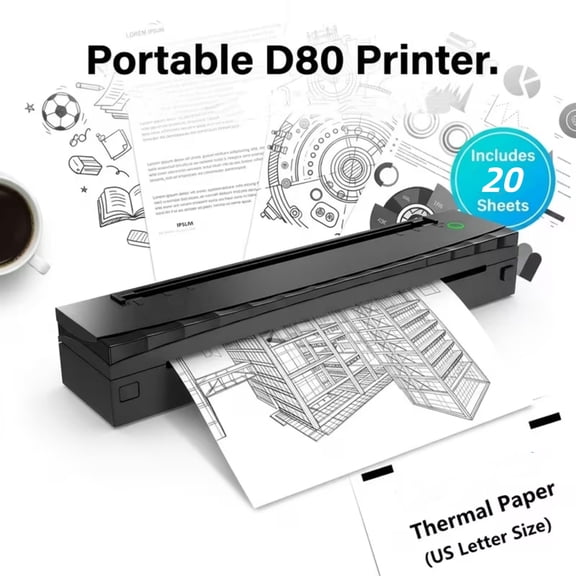 Thermal Printer, HKHKPI Inkless Portable Printer Supports 8.5 x 11"/A4/A5/B5/Tattoo Paper,Tattoo Printer,Compatible with Phone Tablet & Laptop