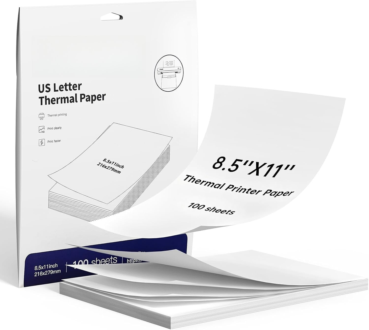 Paper Heets Thermal Printer Paper 8.5 x 11, 100 Sheets, Letter, Single-Sheet ...