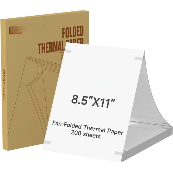 Thermal Printer Paper 8.5 x 11, 200 Sheets Fan Fold | For Portable Thermal Printers, FSC Certified, BPA & BPS Free,  Letter, For Business Travel & Field Documents