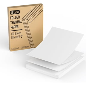 Thermal Printer Paper 8.5 x 11 Inch, 100 Sheets Letter Size Thermal Paper, Folded, Continuous, Perforated, Compatible with A4 Portable Thermal Printer