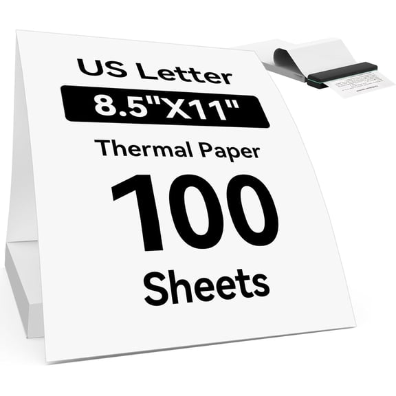 Thermal Printer Paper 8.5 x 11 Inch, 100 Sheets US Letter Size Continuous Folded Paper, Compatible with Portable M08F, M832, M834, MT800 and More, Moisture-Proof Packaging (100 Sheets)
