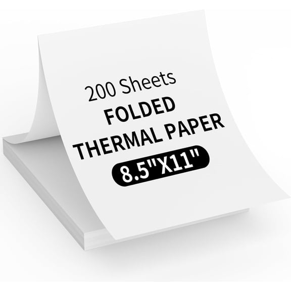 Thermal Printer Paper 8.5" x 11", Letter Folding Printing Paper Compatible with A4 Portable Thermal Printer,Continuous Folded Printing Paper (200 Sheets)