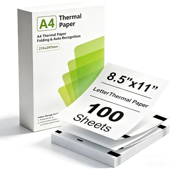 Thermal Printer Paper 8.5 x 11 Letter InklessPrinting Paper 100 Sheets | , Fade Resistant, Compatible with M834, A285M, M08F Portable Printers