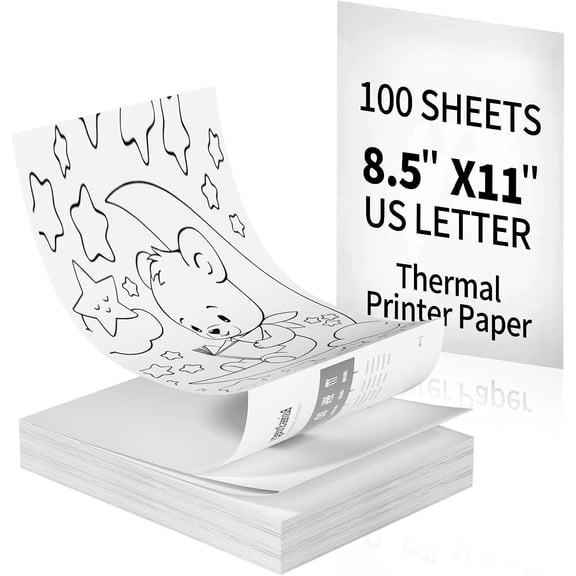 Thermal Printer Paper 8.5" x 11", Letter Thermal Papers, Continuous Perforated Folding Paper, Compatible with JADENS/Itari M08F Printers, 100 Sheet.