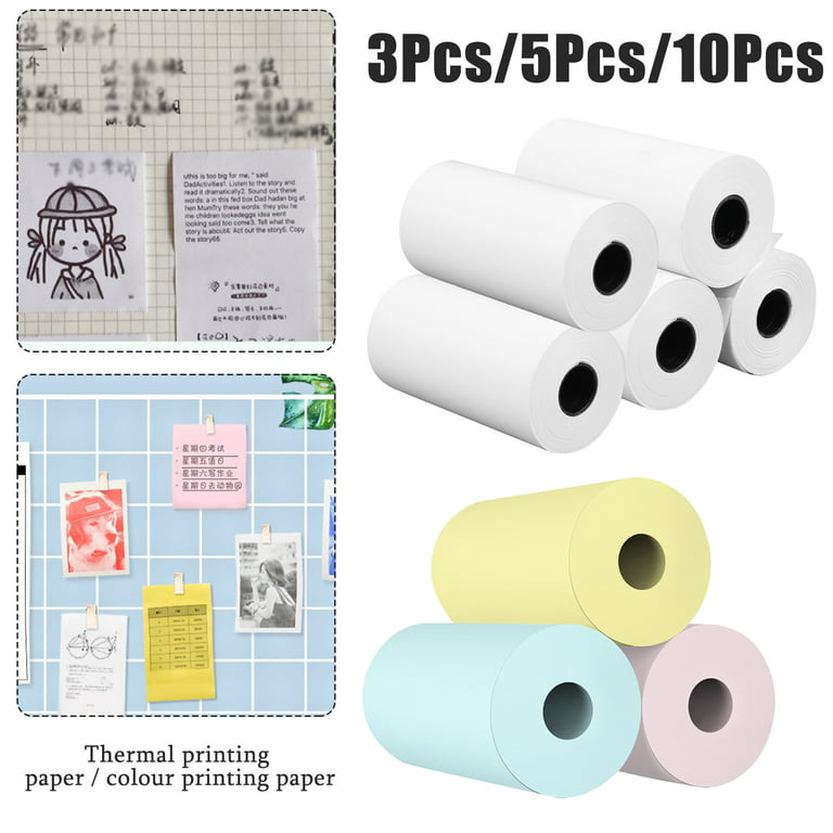 Thermal Printer Paper Colorful Mini Printing Paper Roll and Self-Adhesive  Printable Sticker Compatible with P1 Mini Printer PeriPage A6 Series  Printers,2.2 (W) x 1(D) x 230ft 