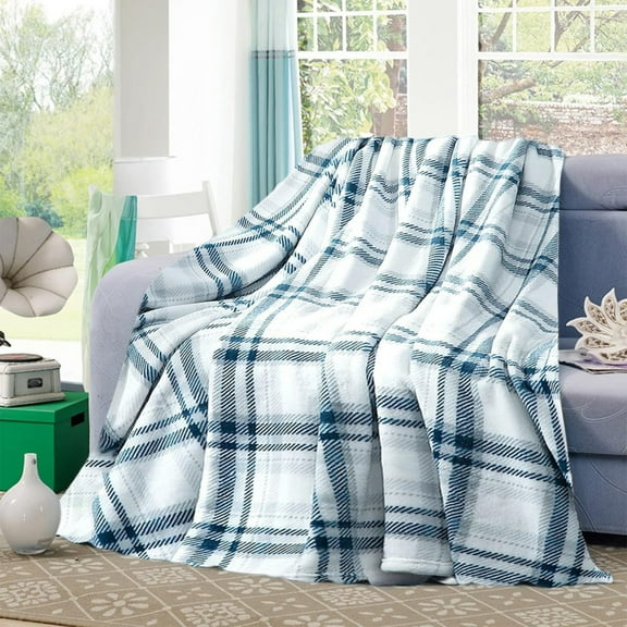 Thermal Quilt Blanket | Plush, Breathable Bed Throw - Soft Polyester, Thick & Cozy, Washable, Fade-Resistant | Blue, 100x70cm | All Season Warmth, Modern Home Decor