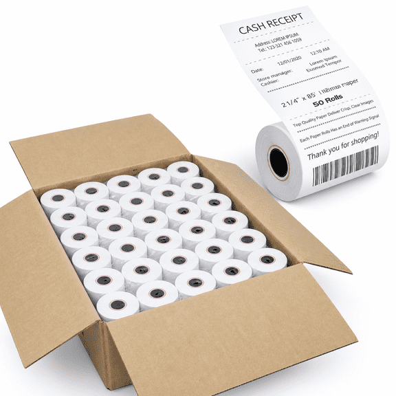 Thermal Receipt Paper 50 Rolls 2-1/4" x 85' POS Retail Use