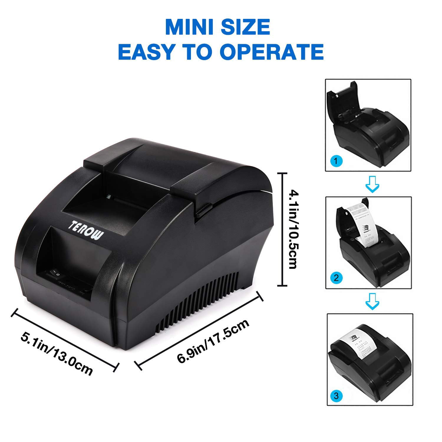 Câble USB Imprimante Bluetooth Wireless Thermal Receipt Printer VOXLINK POS  Printer Android IOS Compatible High Speed 58mm Black 