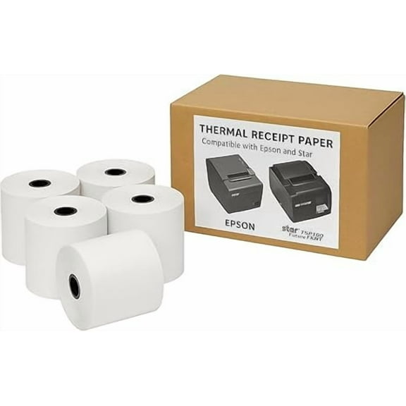 EOM-POS Thermal Receipt Paper Rolls, 3 1/8" x 230' (80 mm), BPA-Free, 5-Pack