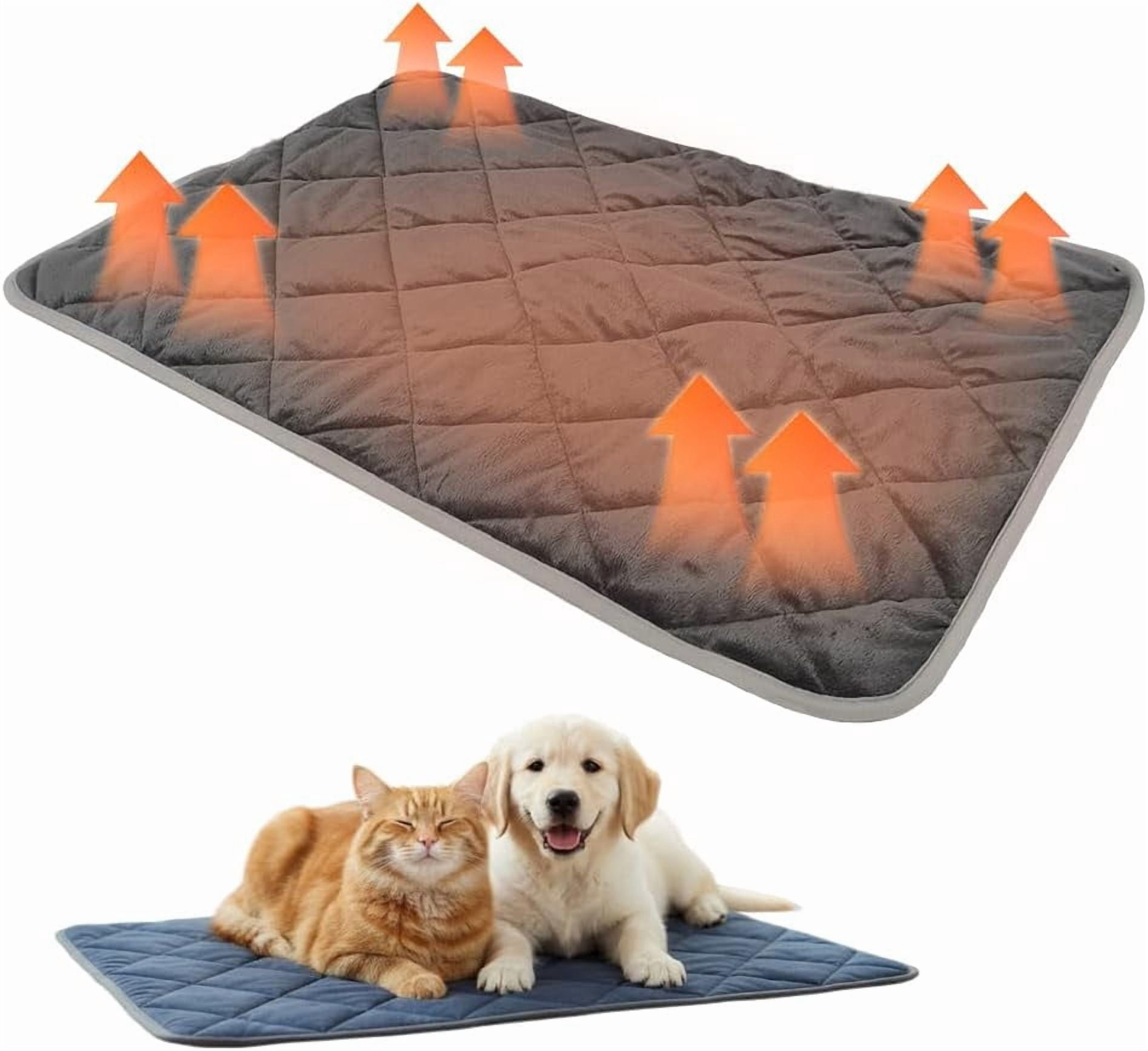 Thermal Reflection Pad for Dogs Cats, 2026 5-Layer Self Warming Thermal Dog Bed, Washable Non-Slip Self Heating Pet Crate Pad for Indoor Outdoor Pets (Grey, S:15.7 × 19.7 in)