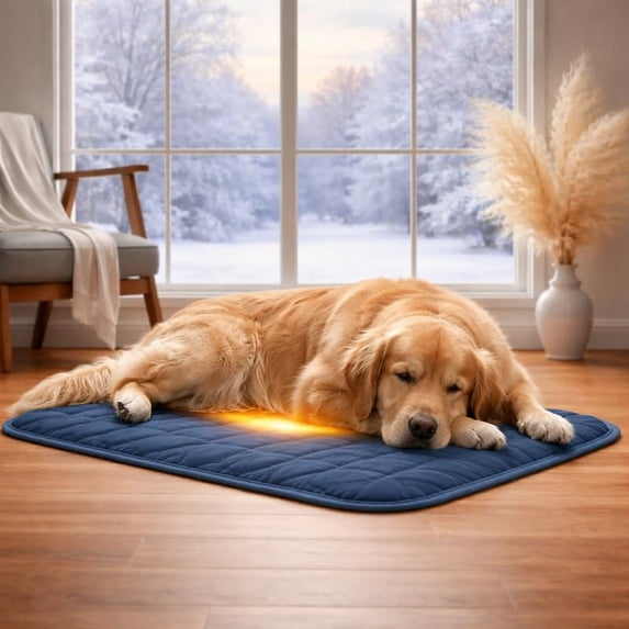 Thermal Reflection Pad for Dogs Cats Large Small, 5-Layer Self Warming Heat Reflective Pet Mat, Self-Warming No-Electric Heat Thermal Reflection Mat for Indoor/Outdoor (Blue, M:18.9×27.6in)