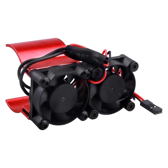 Thermal Sensor Aluminum RC Motor Heat Sink with Twin Turbo High Speed Fans (Red)