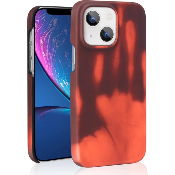 Thermal Sensor Case Compatible with iPhone 14 Case Color Changing Slim Ultra Thin Shockproof Cover Fluorescent Thermal Heat Induction Noctilucent Matte Case for Women and Men, Red