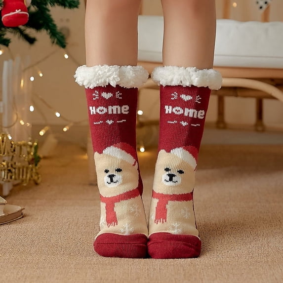 Thermal Sherpa Lined Slipper Socks for Women, Ultra Cozy & Fuzzy with Anti-Skid Sole, Perfect for Winter (Sizes 5-11)