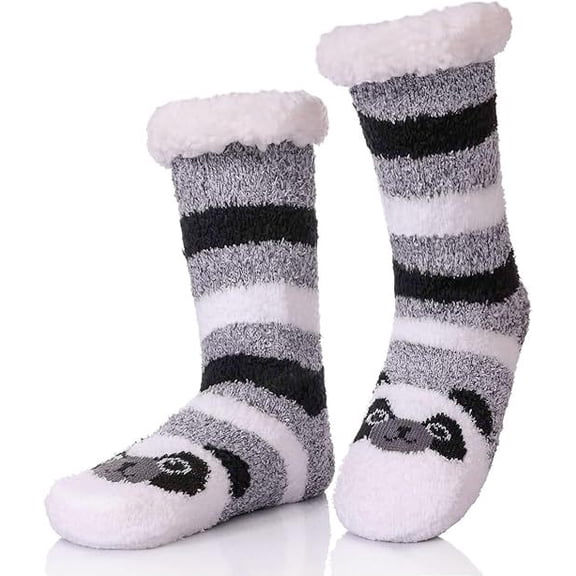Thermal Sherpa Lined Slipper Socks for Women, Ultra Cozy & Fuzzy with Anti-Skid Sole, Perfect for Winter (Sizes 5-11)