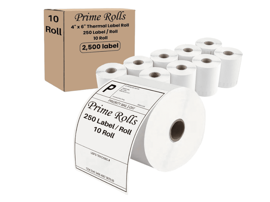 4” x 6” Direct Thermal Shipping Labels, 2500 Labels (250 per Roll, 10 Rolls) Water & Oil Resistant, Strong Adhesive Perforated – Compatible with Zebra, Rollo, Jadens, Nelko (Not for DYMO).
