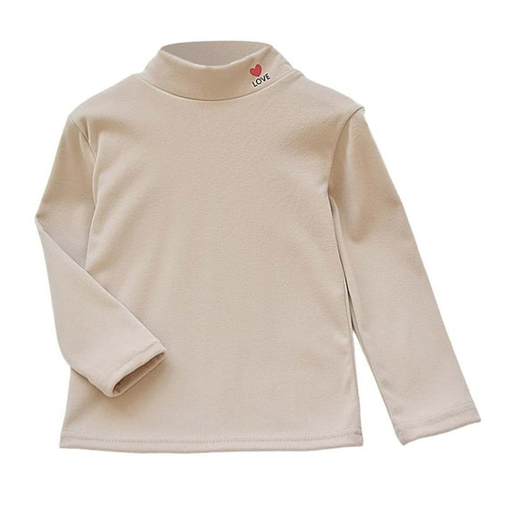Thermal Shirt Beige Long Sleeve Shirts for Boys Girls Turtleneck Basic Tops Fall Clothes Clothes for 2-3 Years Old Girls