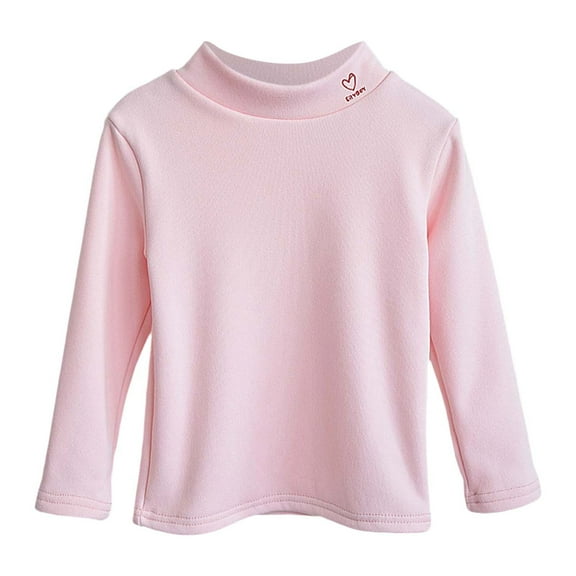 Thermal Shirt Pink Boys Fall Long Sleeve Shirts Girls Turtleneck Tees Fall Tops Toddler Plain Tshirts 2-3 Years