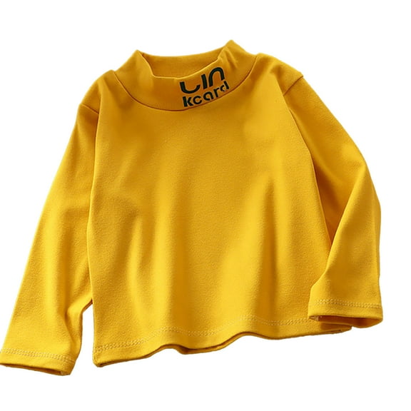 Thermal Shirt Yellow Long Sleeve Shirt Toddler Girls Turtleneck Basic Tees Fall Tops Boys Size 12-24 Months Clothes