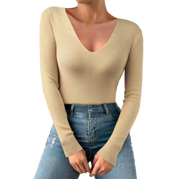 Thermal Shirt for Women Long Sleeve Tight Shirt V Neck Undershirt Womens Fitted Tops Fall Clothing Clothes for Women